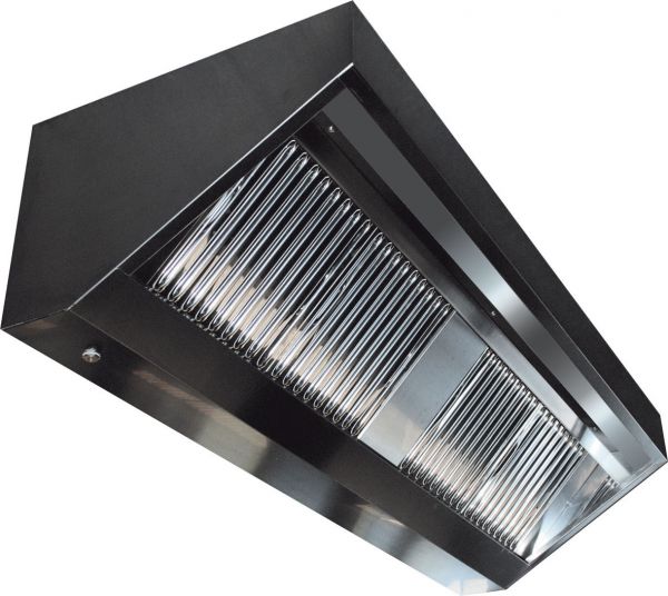 Wandhaube WHB-VDI-A, Schrägform, 2.600x900x450 mm, Motor, Regler, Filter Typ A