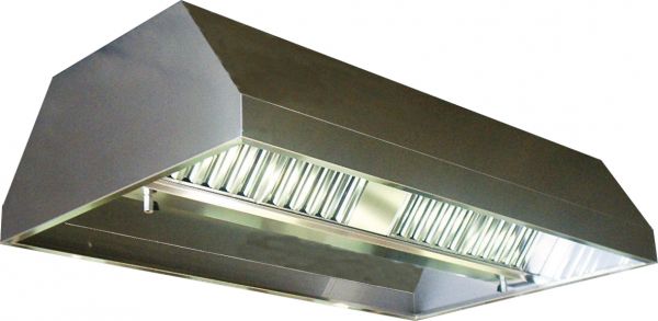 Deckenhaube DHT-VDI-A, Trapezform, 2.400x1.200x450 mm, Motor, Regler, Filter Typ A