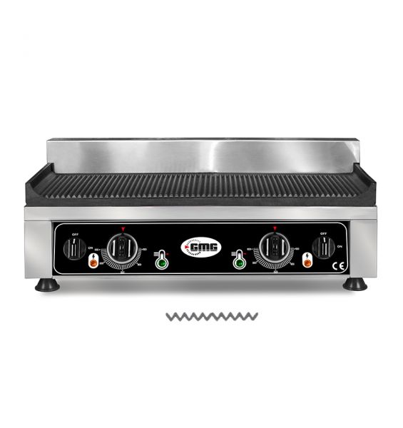 Grillplatte, gerillt, 540 x 340 x 300 mm, 230 V, 2,2 kW