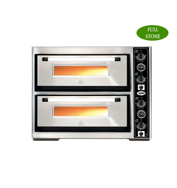 Pizzaofen CLASSIC LUX, Vollschamott, 4+4 x Ø 33 cm, 2x 670 x 680 x 150 mm, 400 V, 10 kW